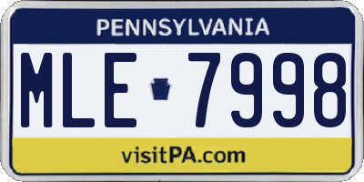 PA license plate MLE7998