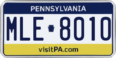PA license plate MLE8010