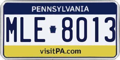 PA license plate MLE8013