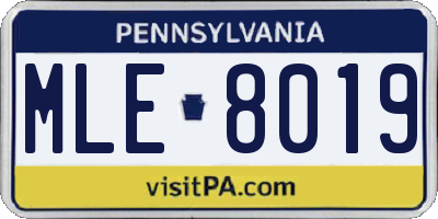 PA license plate MLE8019