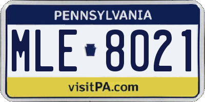 PA license plate MLE8021
