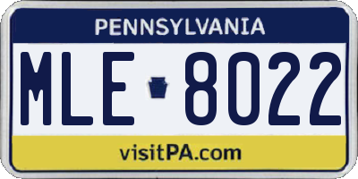 PA license plate MLE8022