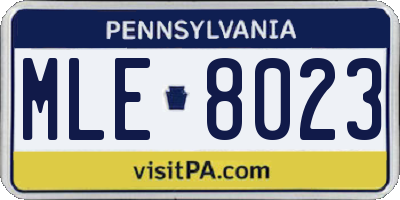 PA license plate MLE8023
