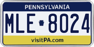 PA license plate MLE8024