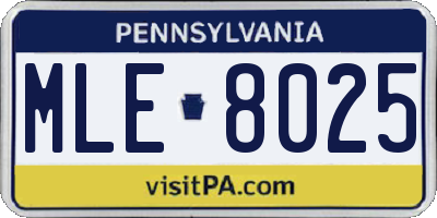 PA license plate MLE8025