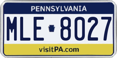 PA license plate MLE8027