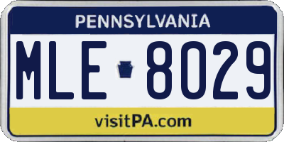 PA license plate MLE8029