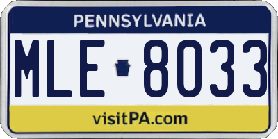 PA license plate MLE8033