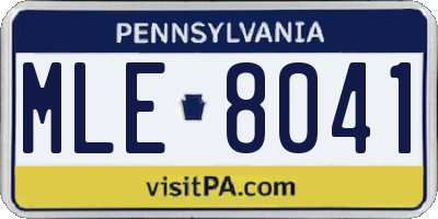 PA license plate MLE8041