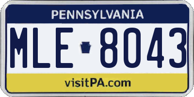 PA license plate MLE8043