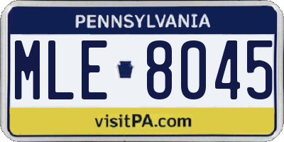 PA license plate MLE8045