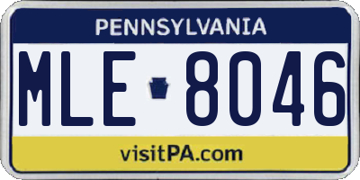 PA license plate MLE8046