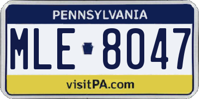 PA license plate MLE8047