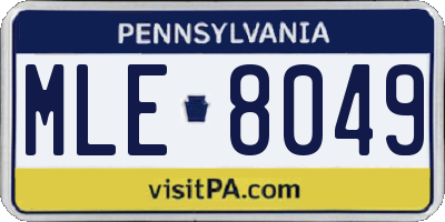 PA license plate MLE8049
