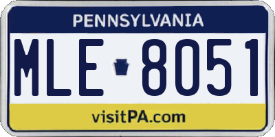 PA license plate MLE8051