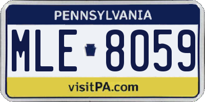 PA license plate MLE8059
