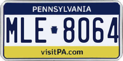 PA license plate MLE8064