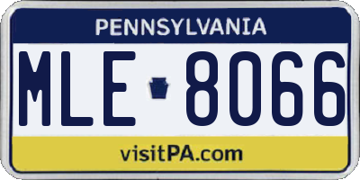 PA license plate MLE8066