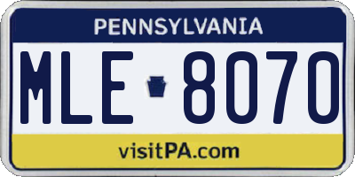 PA license plate MLE8070