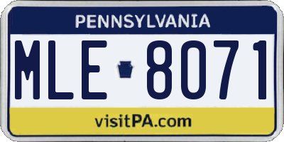 PA license plate MLE8071