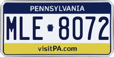 PA license plate MLE8072