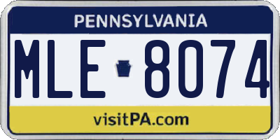PA license plate MLE8074