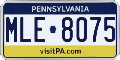 PA license plate MLE8075