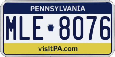 PA license plate MLE8076
