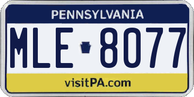 PA license plate MLE8077