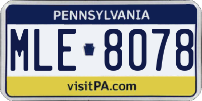 PA license plate MLE8078