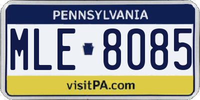PA license plate MLE8085