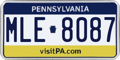PA license plate MLE8087