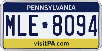 PA license plate MLE8094