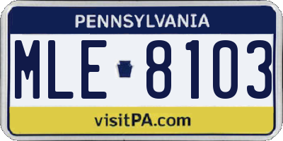 PA license plate MLE8103