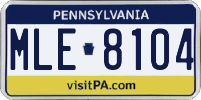 PA license plate MLE8104