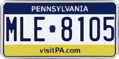 PA license plate MLE8105
