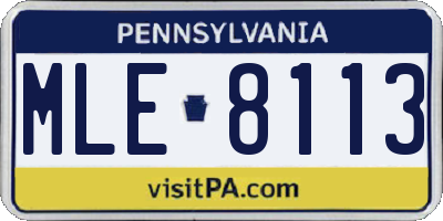 PA license plate MLE8113