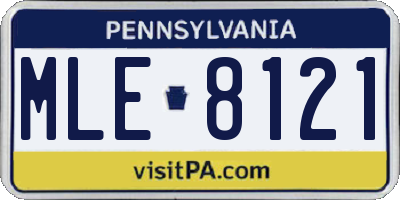 PA license plate MLE8121