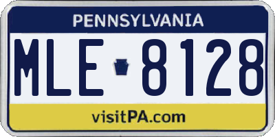 PA license plate MLE8128