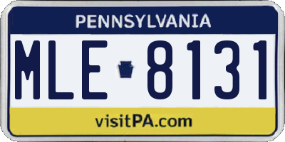 PA license plate MLE8131