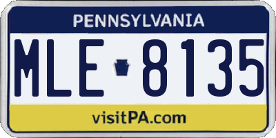 PA license plate MLE8135