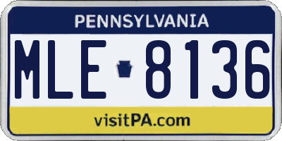 PA license plate MLE8136