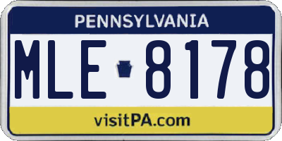 PA license plate MLE8178
