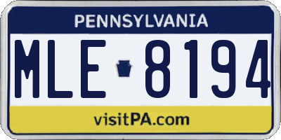 PA license plate MLE8194