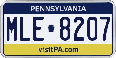 PA license plate MLE8207