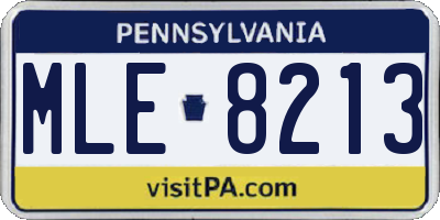 PA license plate MLE8213