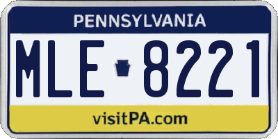 PA license plate MLE8221