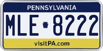 PA license plate MLE8222