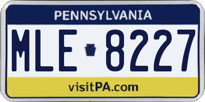 PA license plate MLE8227