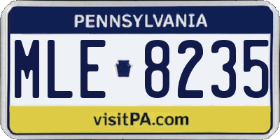 PA license plate MLE8235